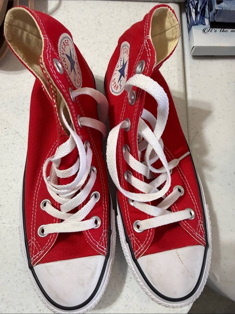 Converse Red High Top Kids' Sneakers with White Laces